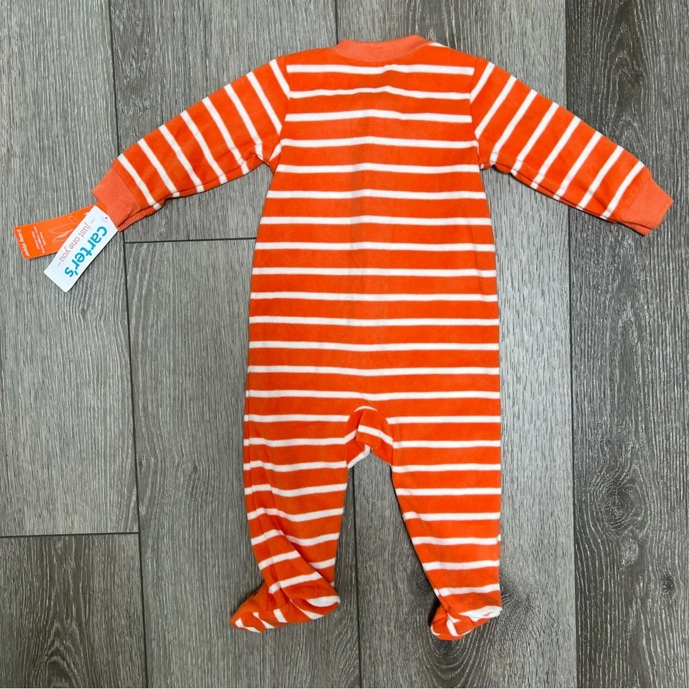 CARTERS FLEECE PUMPKIN HALLOWEEN ZIP UP FOOTED SLEEPER ORANGE 6MO NWT